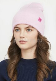 Молодежная шапка из хлопка (белый/розовый)
