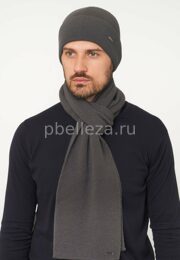 Мужской комплект шапка и шарф (стальной)